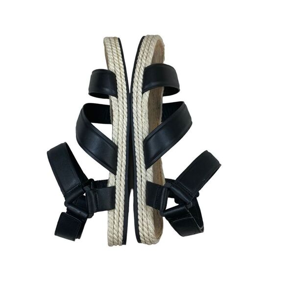 Vince Elian Black Leather Strappy Espadrilles Sandals 10 Sport Platforms - Picture 4 of 9